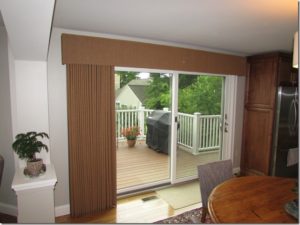 Lined natural woven panel drape/cornice